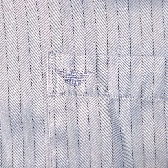 Giorgio Armani Mens Dress Shirt Blue Pinstripe Size 17 33-34 Luxury Button Down - Picture 6 of 9